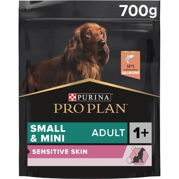 Image of Purina Pro Plan Sensitive Skin Small & Mini Adult Crocchette Cane Salmone - 700 gr Croccantini per cani