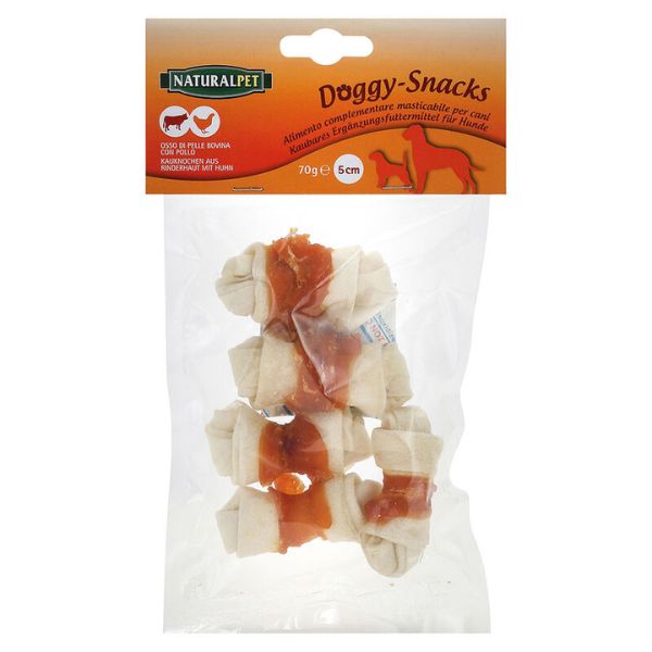 Image of NaturalPet Doggy Snacks Osso Annodato pollo e bovino - 5 snack osso da 5 cm