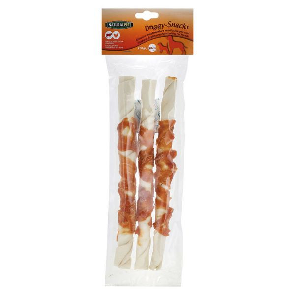 Image of NaturalPet Doggy Snacks Bastoncino Annodato pollo e bovino - 3 snack bastoncini da 28 cm 9892241