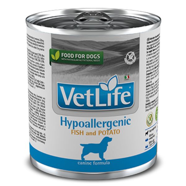 Image of Farmina Vet Life Canine Hypoallergenic 300 gr - Pesce & Patate Confezione da 6 pezzi Dieta Veterinaria per Cani