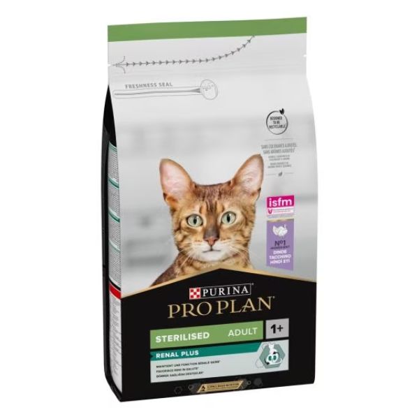 Image of Purina Pro Plan Renal Plus Sterilised Adult 1+ con Tacchino - 10 kg Croccantini per gatti