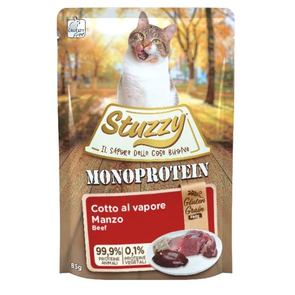 Image of Stuzzy Cat Monoproteico Grain&Gluten Free 85 gr - Manzo Confezione da 20 pezzi Cibo umido per gatti