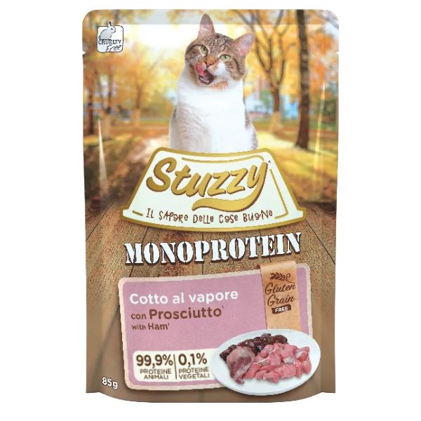 Image of Stuzzy Cat Monoproteico Grain&Gluten Free 85 gr - Prosciutto Confezione da 20 pezzi Cibo umido per gatti