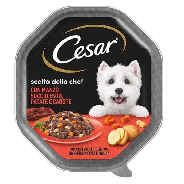 Image of Cesar Scelta dello Chef 150 gr per cani di taglia piccola - Manzo e Verdure Confezione da 14 pezzi Cibo Umido per Cani