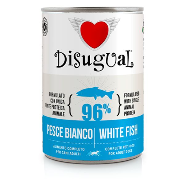 Image of Disugual Monoproteico Grain Free 400 gr - Pesce Bianco Confezione da 6 pezzi Cibo Umido per Cani