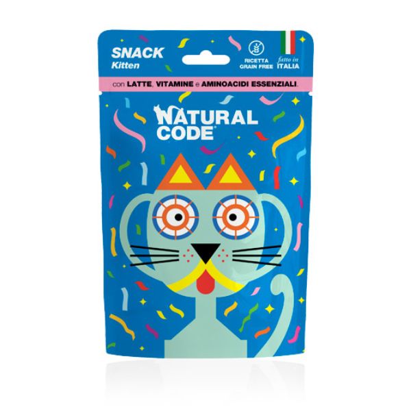 Natural Code Snack Kitten Grain Free 60 gr - con Latte, vitamine e aminoacidi essenziali
