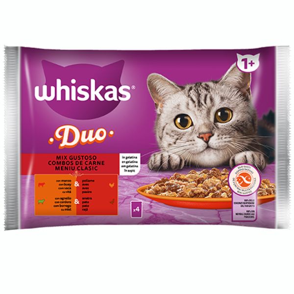 Image of Whiskas Duo Multipack 4 pezzi da 85 gr - Mix Gustoso Cibo umido per gatti