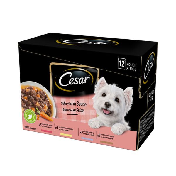 Image of Cesar Dog Selezione Delizie del Giorno Multipack 12x100 gr - In Salsa Cibo Umido per Cani