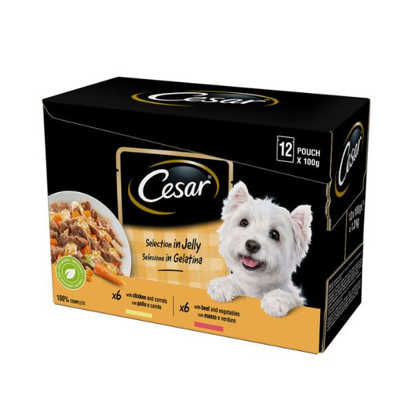 Image of Cesar Dog Selezione Delizie del Giorno Multipack 12x100 gr - In Gelatina Cibo Umido per Cani