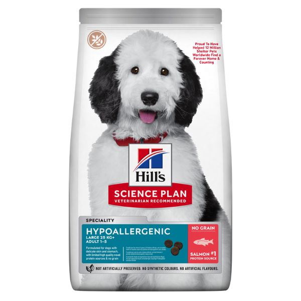 Image of Hill's Science Plan Hypoallergenic Adult Large Breed Dog al Salmone - 14 Kg Croccantini per cani