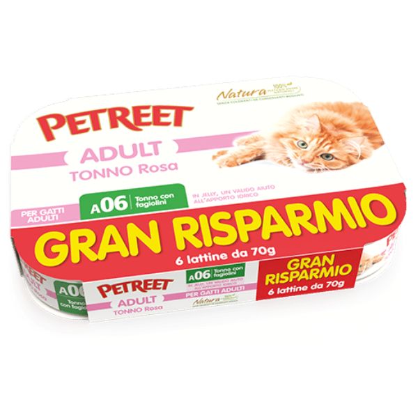 Image of Petreet Natura Cat Maxi Scorta 6x70 gr - Tonno e fagiolini Cibo umido per gatti