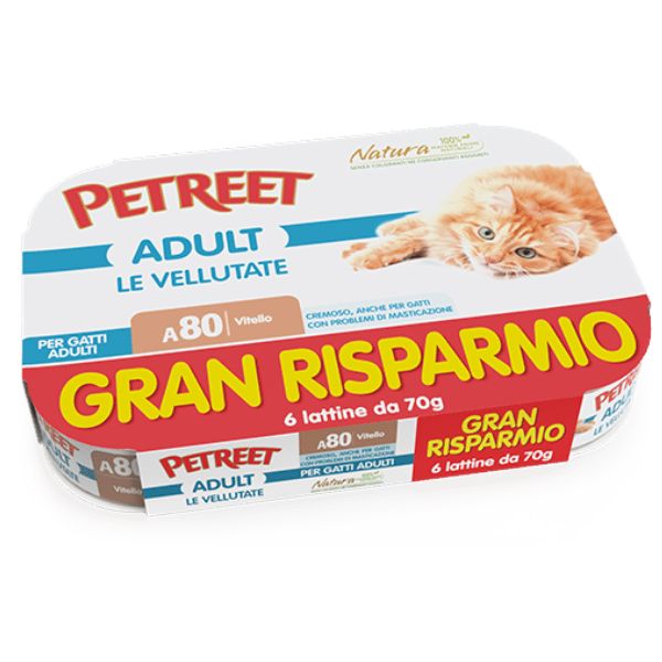 Image of Petreet Vellutate Cat Maxi Scorta 6x70 gr - Vitello Cibo umido per gatti