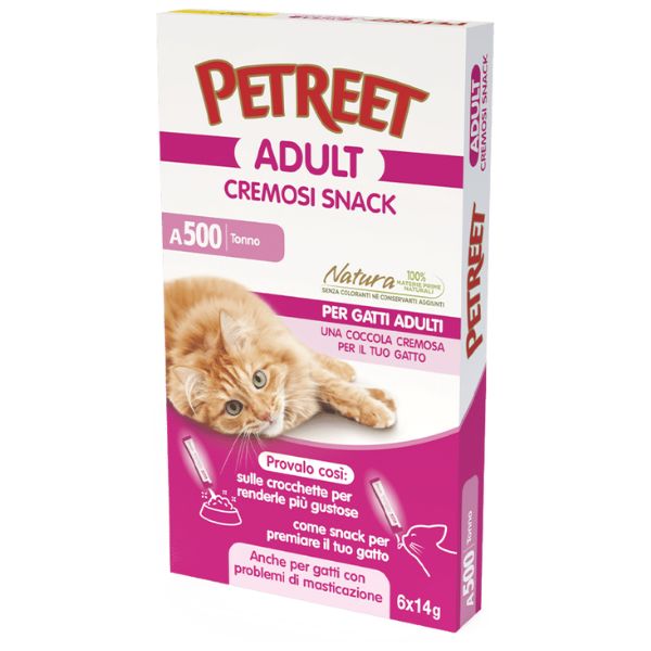 Image of Petreet Cremosi Snack per gatti 6x14 gr - Tonno