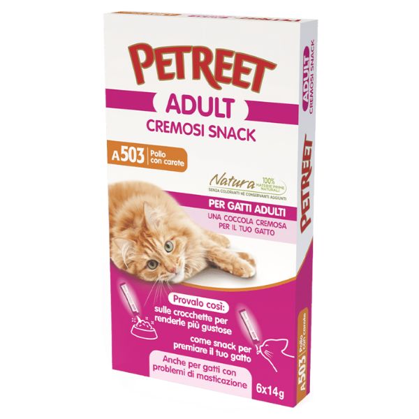 Image of Petreet Cremosi Snack per gatti 6x14 gr - Pollo e carote
