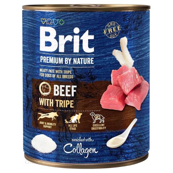 Image of Brit Premium by Nature Patè All Breeds 800 gr - Manzo con trippa Confezione da 6 pezzi Cibo Umido per Cani