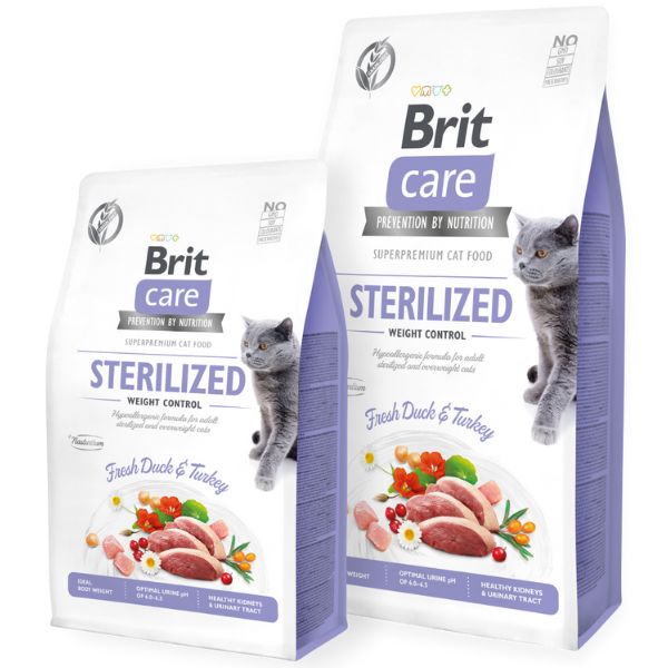 Image of Brit Care Grain Free Cat Adult Sterilized Weight Control - 2 Kg Croccantini per gatti