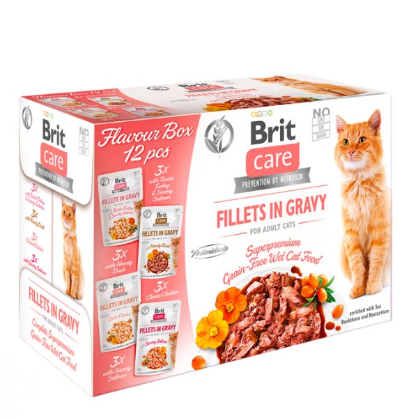 Image of Brit Care Grain Free Cat Flavour Box multipack 85 g x12 bustine - 1 confezione Cibo umido per gatti