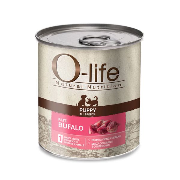 Image of O-life Dog Puppy Patè Grain Free monoproteico 400 gr - Bufalo Cibo Umido per Cani