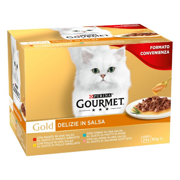 Image of Purina Gourmet Gold Delizie in salsa Umido Gatto Multipack 24x85g - Multigusto Cibo umido per gatti