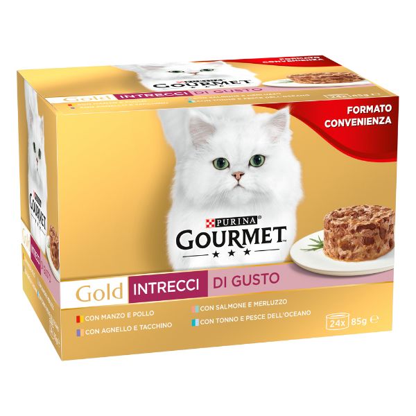 Image of Purina Gourmet Gold Intrecci di Gusto Umido Gatto Multipack 24x85g - Multigusto Cibo umido per gatti
