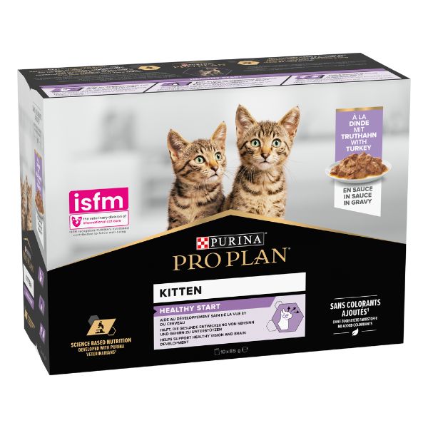 Image of Purina Pro Plan Kitten Healthy Start Umido Gatti in Salsa Tacchino Multipack 10x85g - Tacchino 9891262