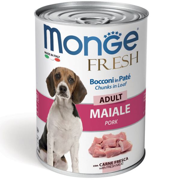 Image of Monge Fresh Adult Patè 400 gr - Maiale Confezione da 6 pezzi Cibo Umido per Cani