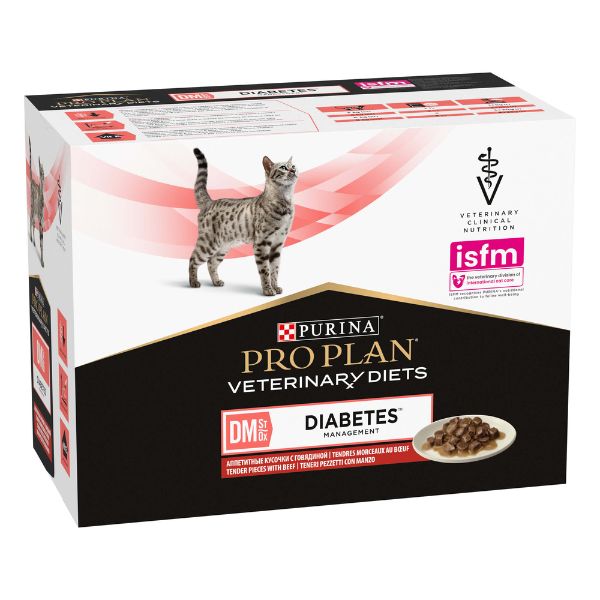Image of Purina Veterinary Diets DM Diabetes Multipack (10 x 85 gr) - Manzo Cibo umido per gatti