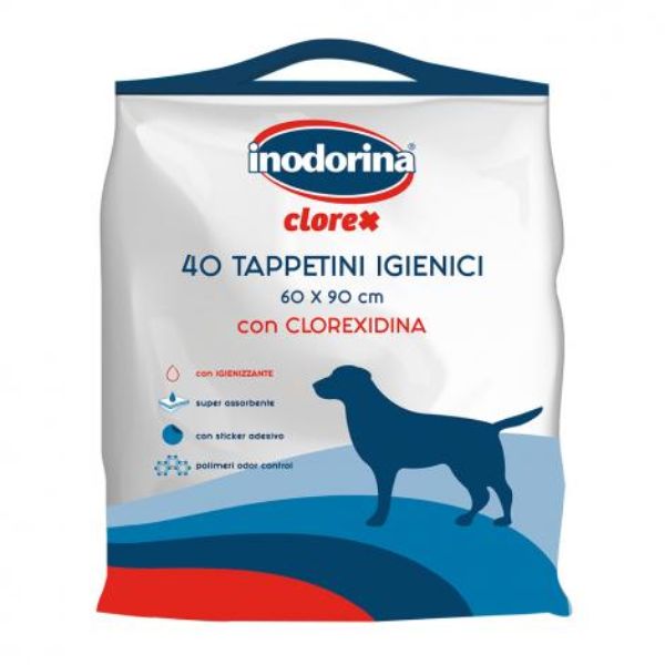 Image of Inodorina Tappetini assorbenti igienici per cani Clorex - 60x90 - 40 pezzi