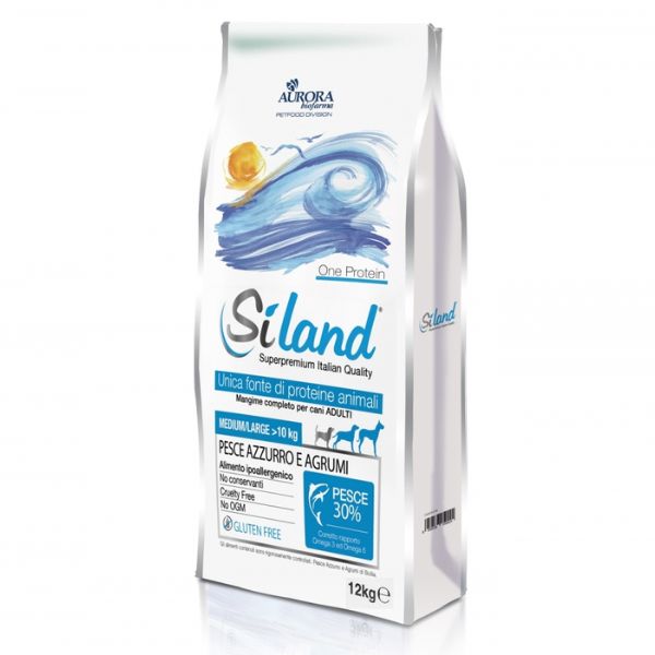 Image of Siland Adult Medium Large Monoproteico Pesce Azzurro e Agrumi - 12 kg Croccantini per cani