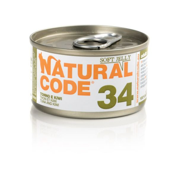 Image of Natural Code acqua di cottura Soft Jelly 85 g - 34 - Tonno e Kiwi Confezione da 24 pezzi Cibo umido per gatti