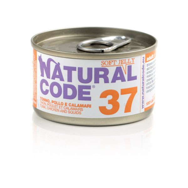 Image of Natural Code acqua di cottura Soft Jelly 85 g - 37 - Tonno, Pollo e Calamari Confezione da 24 pezzi Cibo umido per gatti