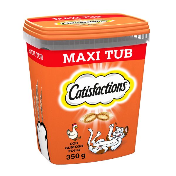 Image of Catisfactions snack per gatti Maxi Tub 350 gr - Pollo