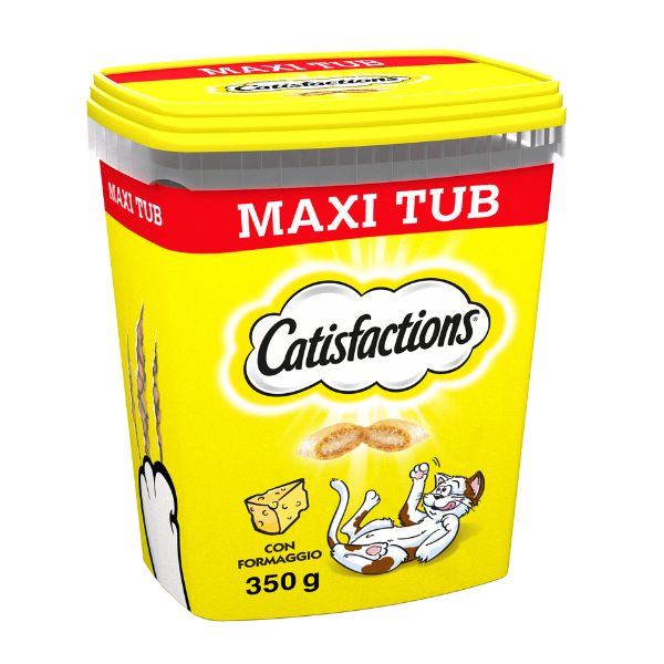 Image of Catisfactions snack per gatti Maxi Tub 350 gr - Formaggio