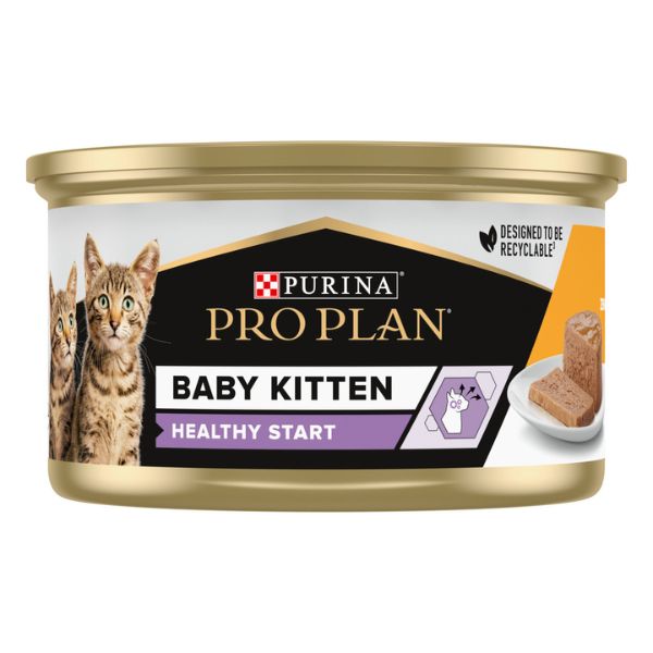 Image of Purina Pro Plan Baby Kitten Healthy Start Umido Gatti Mousse Pollo 85 g - Pollo Confezione da 24 pezzi Cibo umido per gatti