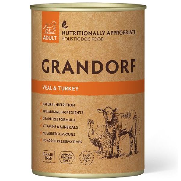 Image of Grandorf Dog Adult All Breeds 400 gr - Cervo e tacchino Monoproteico crocchette cani Cibo Umido per Cani