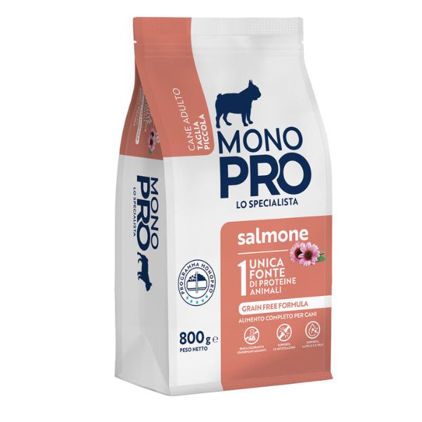 Image of Monopro lo specialista Adult Mini Grain Free Salmone - 800 gr Croccantini per cani Monoproteico crocchette cani