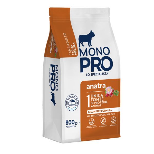 Image of Monopro lo specialista Adult Mini Grain Free Anatra - 800 gr Croccantini per cani Monoproteico crocchette cani