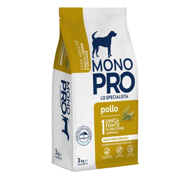 Image of Monopro lo specialista Adult Medium/Large Grain Free Pollo - 3 Kg Croccantini per cani Monoproteico crocchette cani