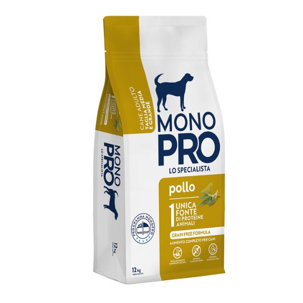 Image of Monopro lo specialista Adult Medium/Large Grain Free Pollo - 12 Kg Croccantini per cani Monoproteico crocchette cani