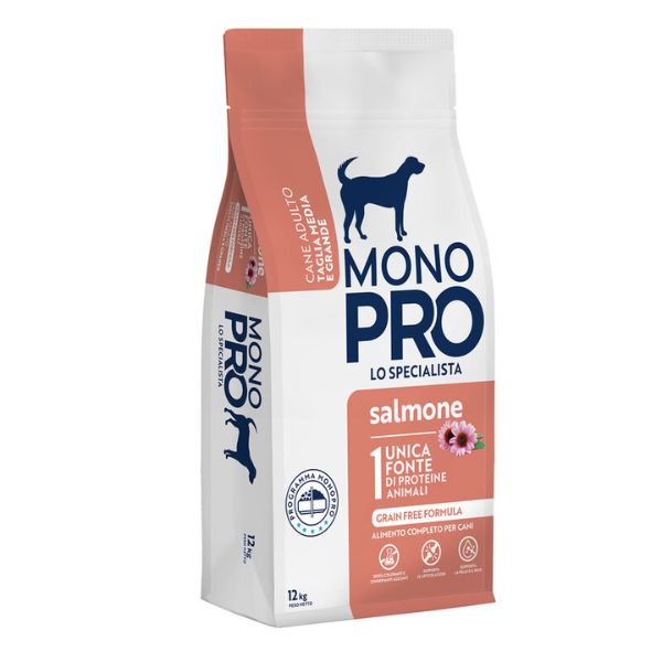Image of Monopro lo specialista Adult Medium/Large Grain Free Salmone - 12 Kg Croccantini per cani Monoproteico crocchette cani