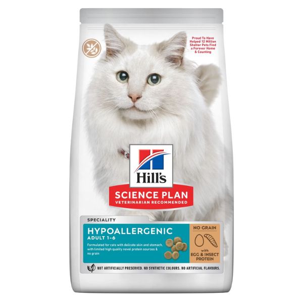 Image of Hill's Science Plan Hypoallergenic Cat Adult uova e proteine degli insetti (scadenza: 01/07/2024) - 1,5 Kg Croccantini per gatti