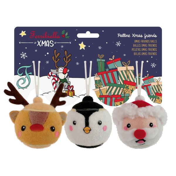 Pallina per cani Xmas Friends per albero di Natale Ferribilla - 1 set da 3 pezzi