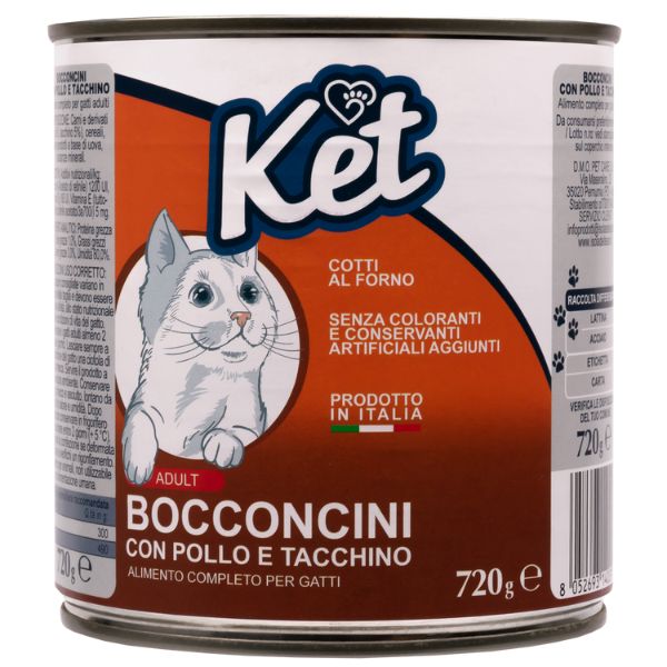 Image of Ket Cat Adult Bocconcini 720 gr - Pollo e tacchino Cibo umido per gatti