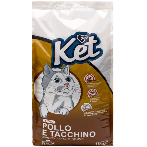Image of Ket Cat Sterilised pollo e tacchino - 10 Kg Croccantini per gatti