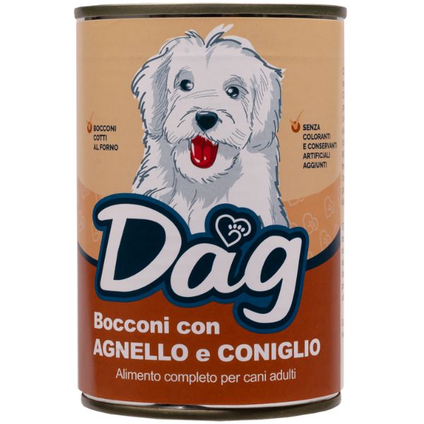Image of Dag Dog Adult All Breeds Bocconi 415 gr - Agnello e coniglio Cibo Umido per Cani
