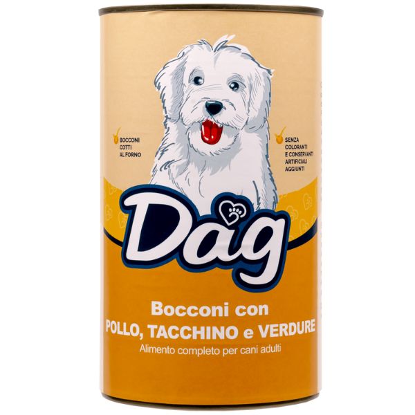 Image of Dag Dog All Breeds Bocconi 1240 gr - Pollo e tacchino Cibo Umido per Cani