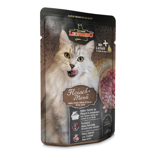 Image of Leonardo Cat Food Finest Selection Grain Free 85 gr - Menù di carne Confezione da 16 pezzi Cibo umido per gatti