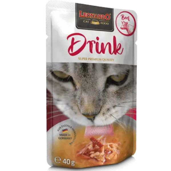 Image of Leonardo Cat Food Drink alimento complementare 40 gr - Manzo Cibo umido per gatti