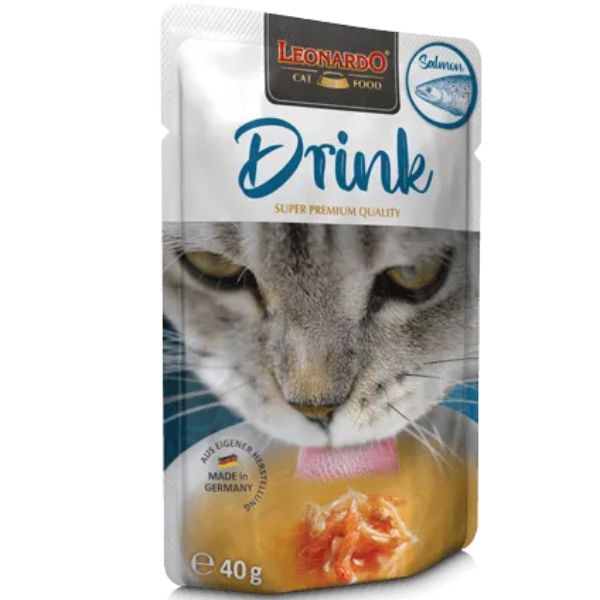 Image of Leonardo Cat Food Drink alimento complementare 40 gr - Salmone Cibo umido per gatti