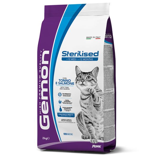 Image of Monge Gemon Cat Sterilised con Tonno e Salmone - 7 Kg Croccantini per gatti